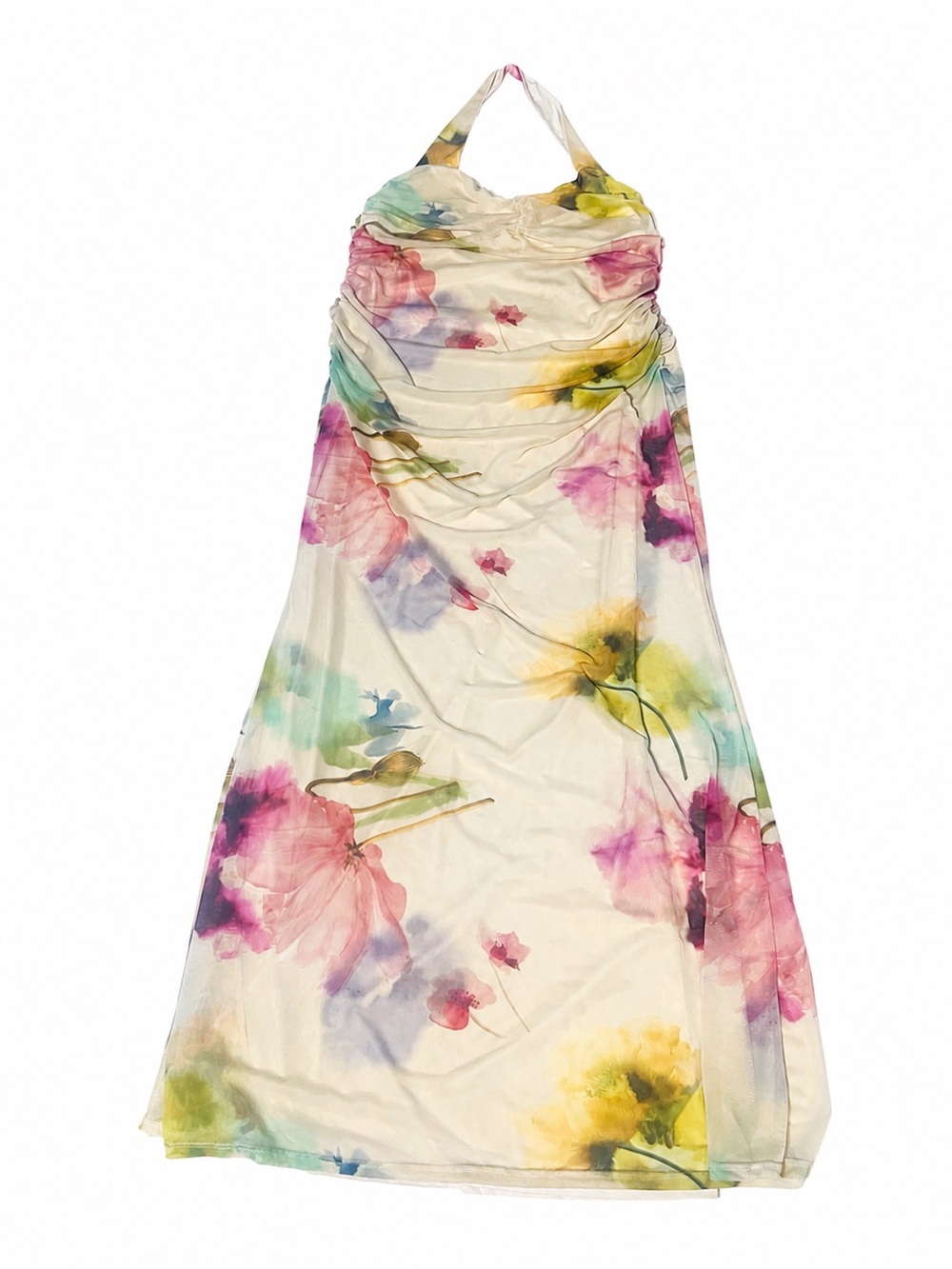 ASOS Cream Floral Halter Maxi Dress